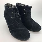 Toms  Women's Black Suede Desert Wedge Ankle Boots Booties Shoes Photo 8