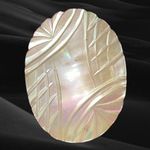 Vintage Iridescent Hand Carved Mother Of Pearl Brooch Gold Photo 1