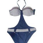 Balneaire Paris Beachwear Red White & Blue Nautical Monokini Size 12 Retro Pinup Photo 14