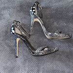 Sam Edelman  Size 10 Snakeskin Polka Dot Ankle‎ Strap Stiletto Heels Sandals Photo 3