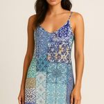 Johnny Was NWT  Thera slip dress Blue and White Patchwork size M Photo 0