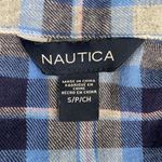 Nautica Blue Plaid Single Pocket Button Down Flannel Pajama Top Photo 10