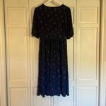 Leota blue botanical jersey draped vneck dress sml Photo 7