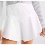 Aerie White Denim Size Small elastic waist flounce mini skirt NWT Photo 0