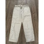 American Eagle  Striped Tie Waist Straight Leg Pants Ivory Blue Size‎ 10 Photo 5