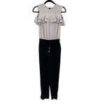 Ted Baker  Toriil Ruffled Cold-Shoulder Jumpsuit Black / Gray‎ Size 0 / US 2 Photo 2