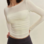 Reformation Julian Ruched Knit Ivory Top M Photo 0
