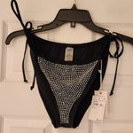 Good American Black Rhinestone String Brazilian Bikini Bottoms Size XL Photo 3