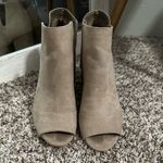 Apt. 9  Tan Suede Peep Toe Block Ankle Zip Up Heels size 8 Photo 2