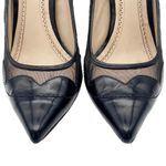 Pour La Victoire Chantel Mesh Scallop Black Leather Pointed Toe Heels Size 8 Photo 9