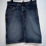 American Eagle  Womens Denim Blue Jean Skirt Size 0 Cotton Distressed Photo 0