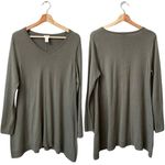 Chico's Womens Size 1 V-Neck Long Sleeve Silk Knit Pullover Casual Sweater Green Photo 1