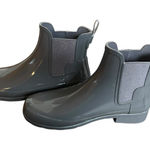 Hunter  Womens Chelsea Refind Rainboots Gray Gloss Slim Fit Rubber Sz 6 Photo 0