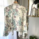 ZARA Woman Floral Crane Printed Open Front / Knot Front Bell Sleeve Top Photo 1