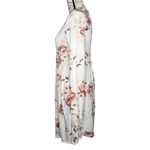 Pink Lily  MEDIUM White Pink Floral Long Sleeve Scoop Round Neck Fit Flare Dress Photo 2
