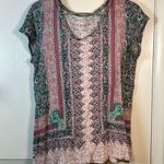 Lucky Brand  Bohemian Crew S/S Shirt Linen Blend Size Med EUC #0988-OAK Photo 1