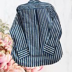 J.Crew Button Down Top 100% Stripes Blue Green White Sz 2 NWT Photo 7