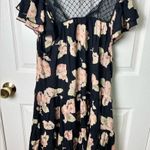 Free People Womens Black Floral Lace Cap Sleeve Tilly Print Tunic Mini Dress S Photo 6