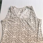 Merona white and brown print tank top with ruffle edge trim at shoulders Photo 8