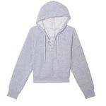 Victoria's Secret Cotton Fleece Lace-Up Hoodie in Snow Heather Photo 0