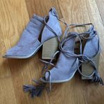 Qupid Taupe Peep Toe Boot Chunky Heel Shoes Photo 3