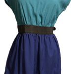 Bebop Colorblock Fit and Flare Dress Teal and Blue Photo 2
