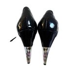 Betsey Johnson Y2K VTG. ‎ CLEAR HEEL BLACK STRAPPY HEELS SIZE 8 Photo 4