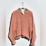 Elan Peach Cable Knit Chunky Oversized Hoodie Sweater In Size S Photo 1