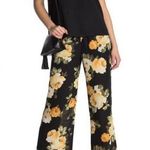 Socialite NWT Black & Yellow Wide Leg Floral Flowy Pants Size Small Photo 0