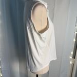 White Fitted Polo Tank Top with Buttoned Neckline Photo 1