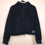 Calvin Klein Performance Women’s Teddy Sherpa Fleece Cropped Quarter Zip Sweater Black Size L Photo 0