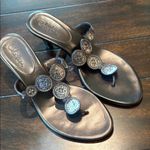 Cole Haan Brown Leather Kitten Heel Sandals with Metallic Embellishments Size 9 Photo 6
