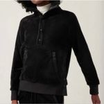 Athleta black recover cozy Sherpa snap front pullover fleece sweater xs Photo 0
