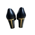 Andrew Marc SZ 6 New York Racee Faux Leather Stylist Almond Toe Heels Black Photo 6