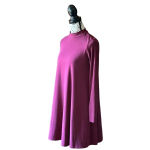 AQUA Purple Mock Neck Long Sleeve Ribbed A-Line Swing Mini Dress Small Boho Photo 2