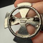 Shannon Signed Celtic Cross Brooch Pin Silver Tone / Green Photo 7