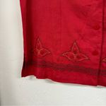 Vintage Red Linen Two Peice Set Wide Leg Pants Short Sleeve Button Down Shirt L Size L Photo 3