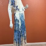Reba  Blue and Cream Patterned Maxi Dress Size Large. E55 Photo 1