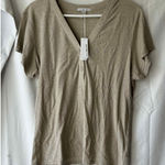 James Perse V Neck Cotton Blend Henley Light Tan Siez 4 Photo 0