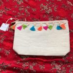 Shiraleah  | bag/pouch/clutch Paper straw shell with colorful tassel trim. Photo 0