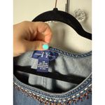 Vintage Y2K 90s TY Wear Denim Sleeveless Jumper Beaded Dress Women's 16 Plus Blue Photo 4