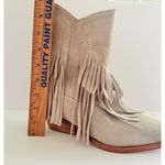 Free People  Lawless Fringe Western Boots Tan Bone Block Heel Ankle Cowgirl Sz 37 Photo 6