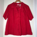 White Stag Women’s Plus Size Short Sleeve Red button down dress shirt 18/20W Photo 0