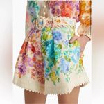 Zimmermann  NWT Raie Tuck Multi Floral Linen Belted Shorts Size 4 Photo 3