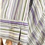 Notations Y2K XL Purple Striped Top Buttoned Asymmetrical Stretch Work 3/4 90s Photo 1