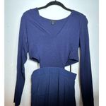 NBD  Kaia Beaded Studded Cutout Navy Blue Long Sleeve V-Neck Dress Size Small Photo 3