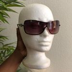 Vintage Nine West 9W Oversize Baddie Retro Goth Y2K Black Brown Purple Cheetah Leopard sunglasses Square Rectangular Cut Out Photo 0