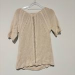 Andrea Jovine AJ  Cotton Crochet Short Sleeve Sweater Tan Beige Size‎ medium Photo 1
