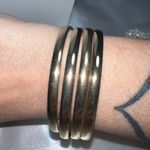 Set of 4 Gold Tone Thick Bangle Bracelets Photo 2