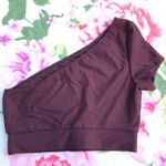 Victoria Sport Burgundy One Shoulder Banded Crop Top Photo 4